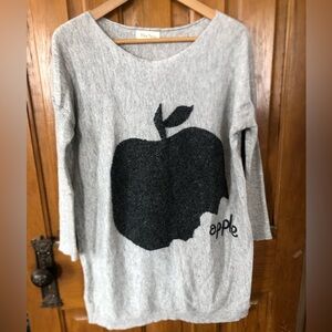 THE TESS Grey Sweater with Apple Design
